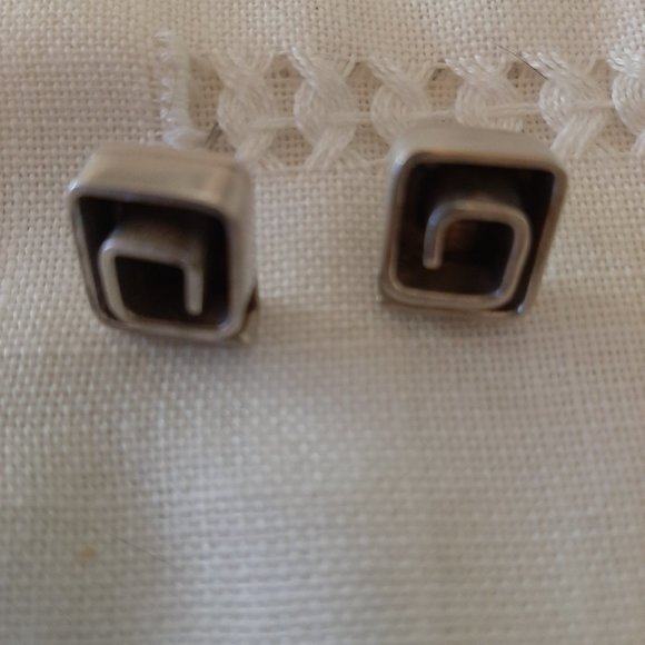 Mexican Silver Abstract Studs - Picture 1 of 4